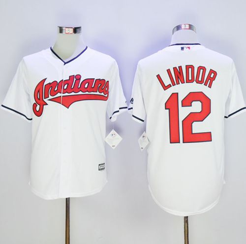 Indians #12 Francisco Lindor White New Cool Base Stitched MLB Jersey Indians #12 Francisco Lindor White New Cool Base Stitched MLB Jersey