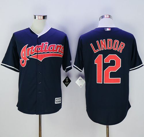 Indians #12 Francisco Lindor Navy Blue New Cool Base Stitched MLB Jersey Indians #12 Francisco Lindor Navy Blue New Cool Base Stitched MLB Jersey