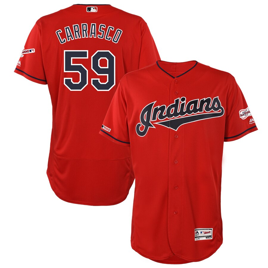 Cleveland Indians #59 Carlos Carrasco Majestic Alternate 2019 All-Star Game Patch Flex Base Player Jersey Scarlet Cleveland Indians #59 Carlos Carrasco Majestic Alternate 2019 All-Star Game Patch Flex Base Player Jersey Scarlet