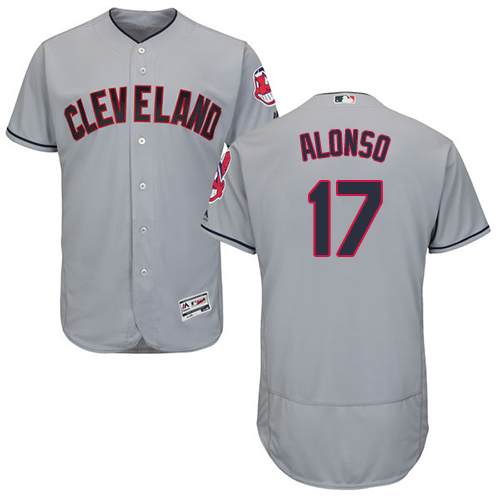Indians #17 Yonder Alonso Grey Flexbase Authentic Collection Stitched MLB Jersey Indians #17 Yonder Alonso Grey Flexbase Authentic Collection Stitched MLB Jersey