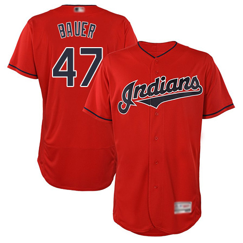 Indians #47 Trevor Bauer Red Flexbase Authentic Collection Stitched MLB Jersey Indians #47 Trevor Bauer Red Flexbase Authentic Collection Stitched MLB Jersey