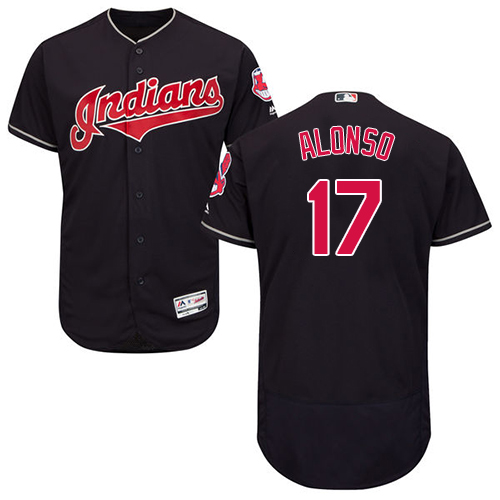 Indians #17 Yonder Alonso Navy Blue Flexbase Authentic Collection Stitched MLB Jersey Indians #17 Yonder Alonso Navy Blue Flexbase Authentic Collection Stitched MLB Jersey