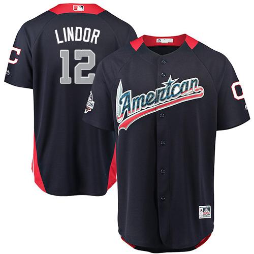 Indians #12 Francisco Lindor Navy Blue 2018 All-Star American League Stitched MLB Jersey Indians #12 Francisco Lindor Navy Blue 2018 All-Star American League Stitched MLB Jersey