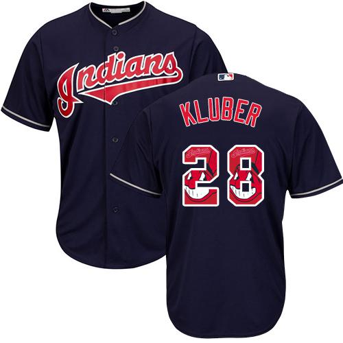 Indians #28 Corey Kluber Navy Blue Team Logo Fashion Stitched MLB Jersey Indians #28 Corey Kluber Navy Blue Team Logo Fashion Stitched MLB Jersey