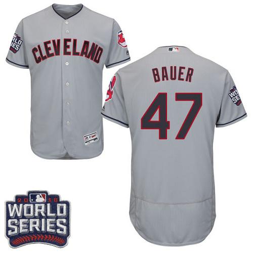 Indians #47 Trevor Bauer Grey Flexbase Authentic Collection 2016 World Series Bound Stitched MLB Jersey Indians #47 Trevor Bauer Grey Flexbase Authentic Collection 2016 World Series Bound Stitched MLB Jersey