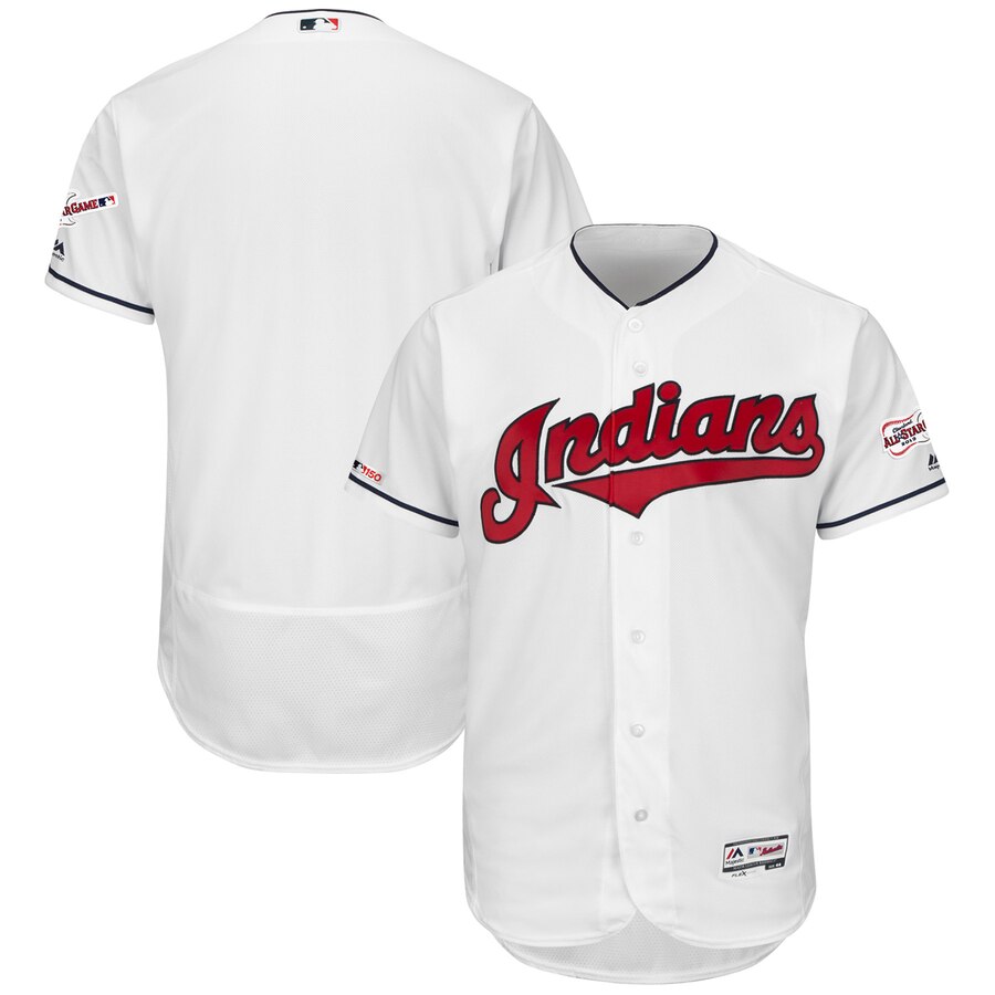 Cleveland Indians Blank Majestic Home 2019 All-Star Game Patch Flex Base Team Jersey White Cleveland Indians Blank Majestic Home 2019 All-Star Game Patch Flex Base Team Jersey White