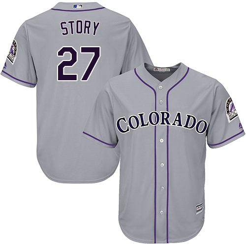 Rockies #27 Trevor Story Grey New Cool Base Stitched MLB Jersey Rockies #27 Trevor Story Grey New Cool Base Stitched MLB Jersey