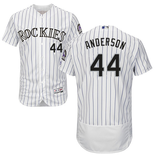 Rockies #44 Tyler Anderson White Strip Flexbase Authentic Collection Stitched MLB Jersey Rockies #44 Tyler Anderson White Strip Flexbase Authentic Collection Stitched MLB Jersey