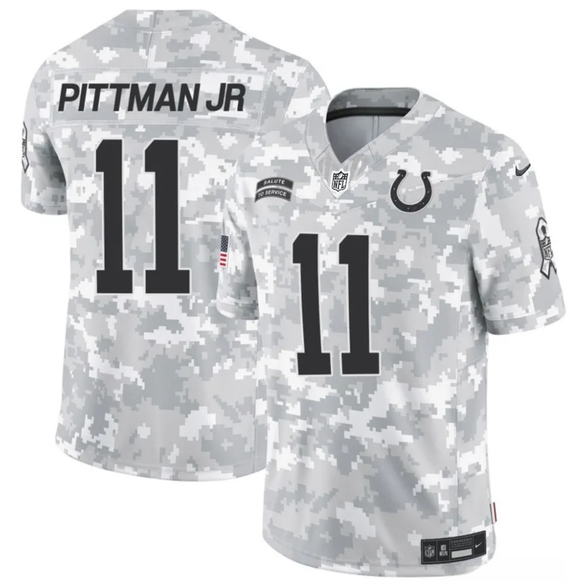 Men's Indianapolis Colts #11 Michael Pittman Jr. 2024 F.U.S.E Arctic Camo Salute to Service Limited Stitched Football Jersey Men's Indianapolis Colts #11 Michael Pittman Jr. 2024 F.U.S.E Arctic Camo Salute to Service Limited Stitched Football Jersey