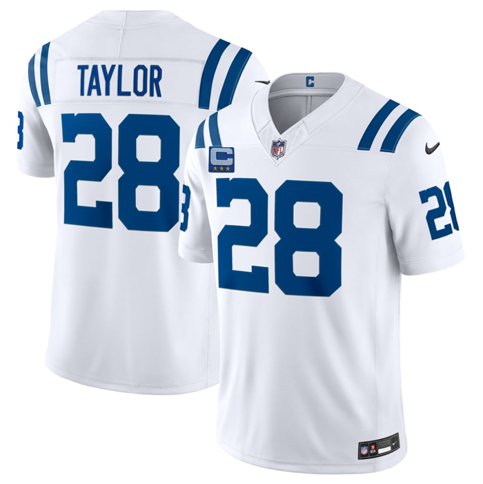 Men's Indianapolis Colts #28 Jonathan Taylor White 2026 F.U.S.E. With 4-Star C Patch Vapor Limited Stitched Football Jersey
