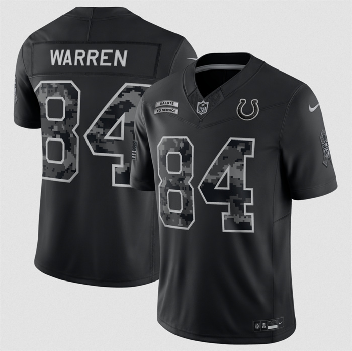 Men's Indianapolis Colts #84 Tyler Warren Black F.U.S.E. 2026 Salute to Service Limited Stitched Football Jersey