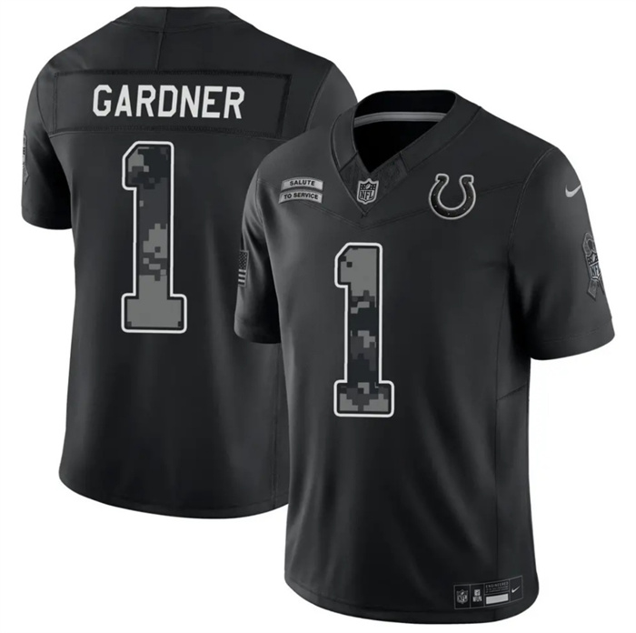 Men's Indianapolis Colts #1 Sauce Gardner Black F.U.S.E. 2026 Salute to Service Limited Stitched Football Jersey