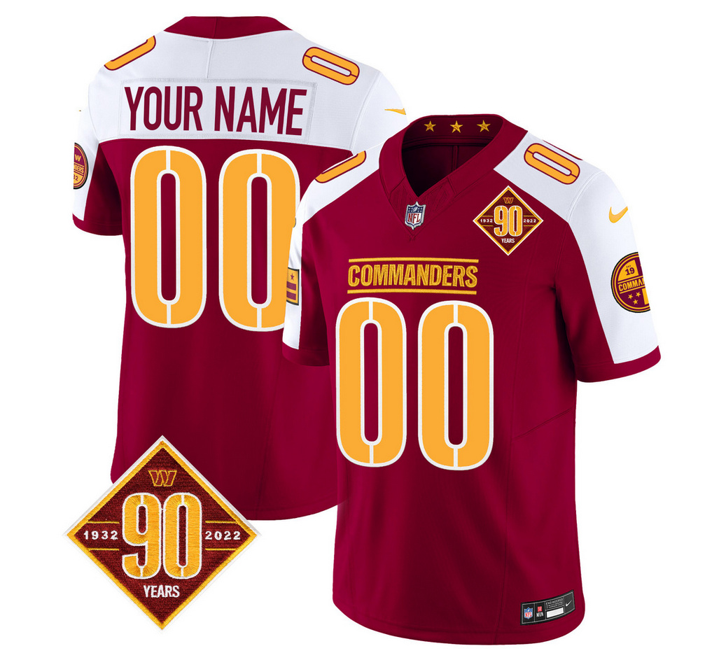 Men's Washington Commanders Active Player Custom Burgundy/White 2023 F.U.S.E. 90th Anniversary Vapor Limited Stitched Football Jersey Men's Washington Commanders Active Player Custom Burgundy/White 2023 F.U.S.E. 90th Anniversary Vapor Limited Stitched Football Jersey