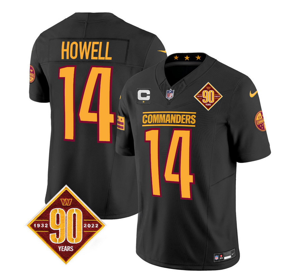 Men's Washington Commanders #14 Sam Howell Black 2023 F.U.S.E. 90th Anniversary Vapor Limited Stitched Football Jersey Men's Washington Commanders #14 Sam Howell Black 2023 F.U.S.E. 90th Anniversary Vapor Limited Stitched Football Jersey
