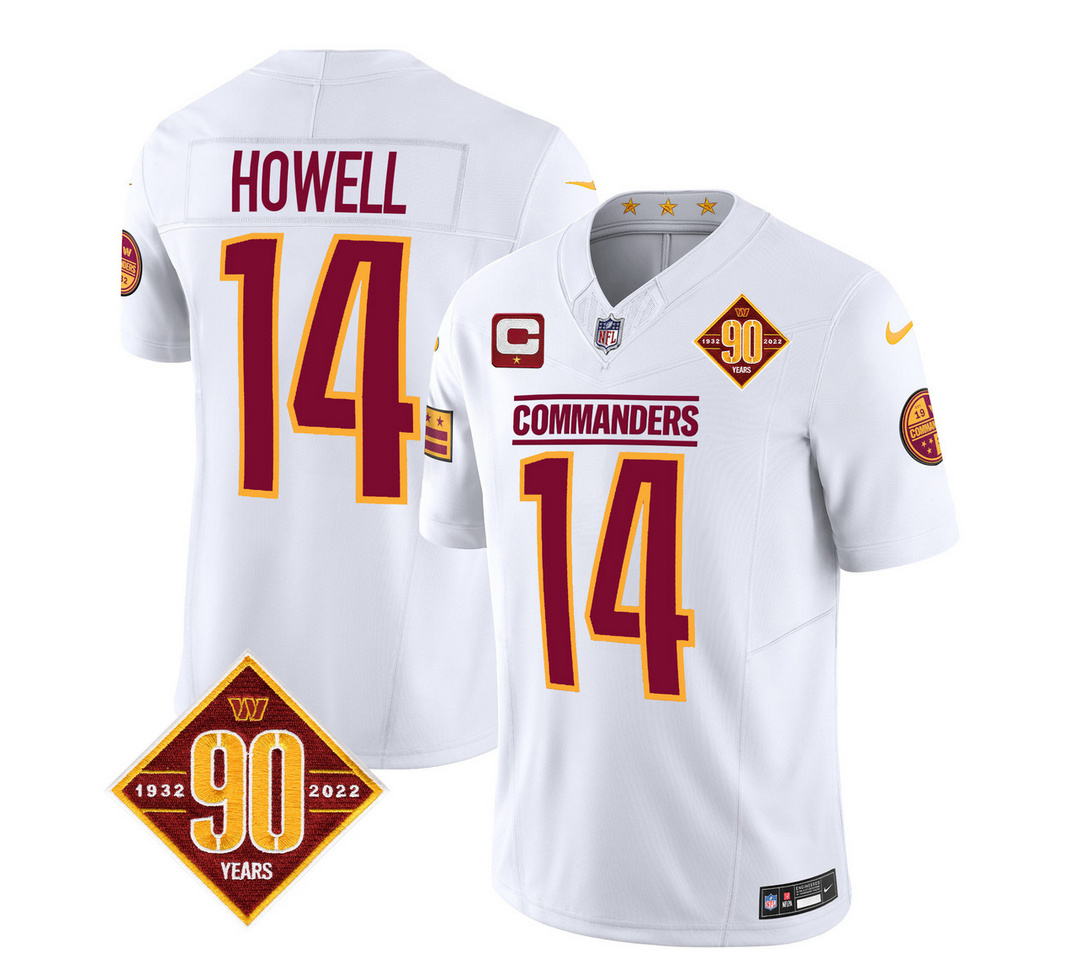 Men's Washington Commanders #14 Sam Howell White 2023 F.U.S.E. 90th Anniversary Vapor Limited Stitched Football Jersey Men's Washington Commanders #14 Sam Howell White 2023 F.U.S.E. 90th Anniversary Vapor Limited Stitched Football Jersey