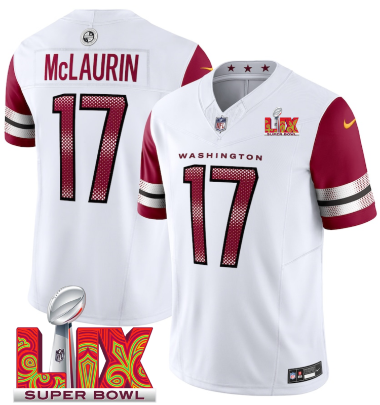 Men's Washington Commanders #17 Terry McLaurin White F.U.S.E. 24/25 Super Bowl LIX Vapor Untouchable Limited Stitched Football Jersey Men's Washington Commanders #17 Terry McLaurin White F.U.S.E. 24/25 Super Bowl LIX Vapor Untouchable Limited Stitched Football Jersey