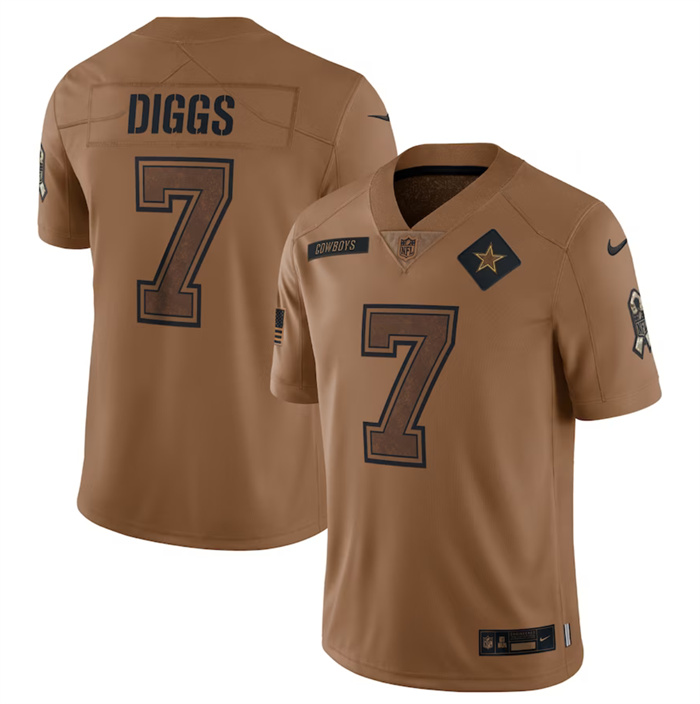 Men's Dallas Cowboys #7 Trevon Diggs 2023 Brown Salute To Service Limited Football Jersey Men's Dallas Cowboys #7 Trevon Diggs 2023 Brown Salute To Service Limited Football Jersey