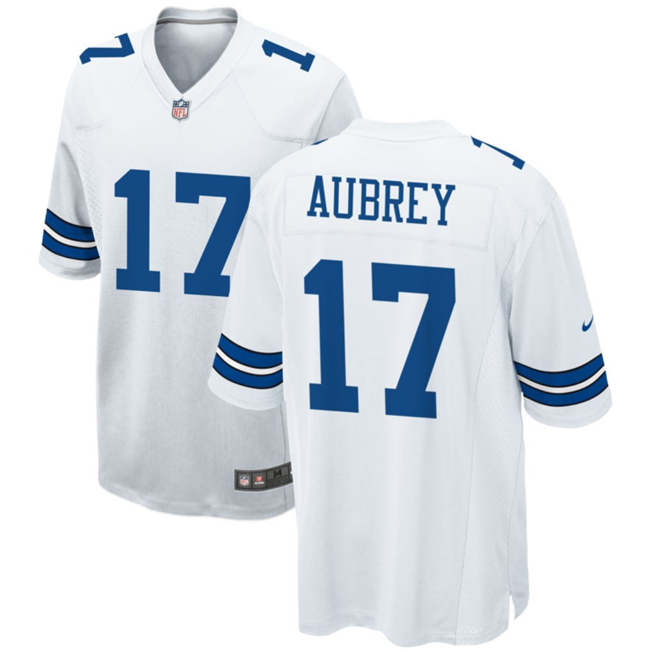 Men's Dallas Cowboys #17 Brandon Aubrey White Stitched Football Game Jersey Men's Dallas Cowboys #17 Brandon Aubrey White Stitched Football Game Jersey