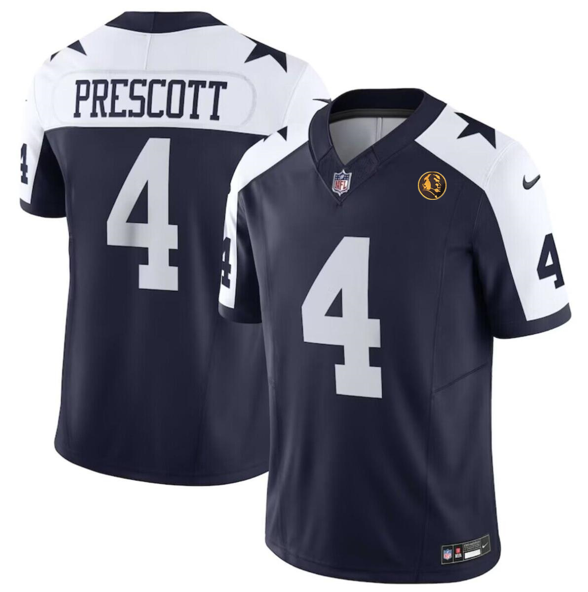 Men's Dallas Cowboys #4 Dak Prescott Navy 2023 F.U.S.E. With John Madden Patch Vapor Limited Stitched Football Jersey Men's Dallas Cowboys #4 Dak Prescott Navy 2023 F.U.S.E. With John Madden Patch Vapor Limited Stitched Football Jersey