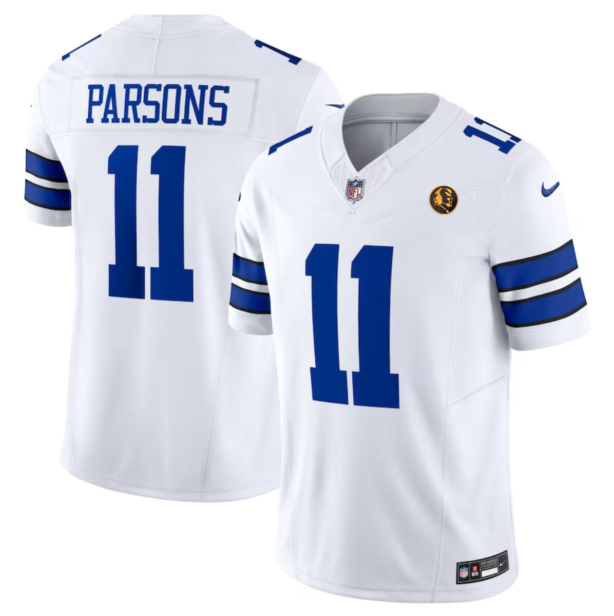Men's Dallas Cowboys #11 Micah Parsons White 2023 F.U.S.E. With John Madden Patch Vapor Limited Stitched Football Jersey Men's Dallas Cowboys #11 Micah Parsons White 2023 F.U.S.E. With John Madden Patch Vapor Limited Stitched Football Jersey