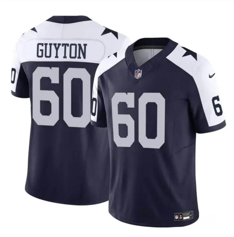 Men's Dallas Cowboys #60 Tyler Guyton Navy/White 2024 Draft F.U.S.E Thanksgiving Vapor Untouchable Limited Stitched Football Jersey Men's Dallas Cowboys #60 Tyler Guyton Navy/White 2024 Draft F.U.S.E Thanksgiving Vapor Untouchable Limited Stitched Football Jersey