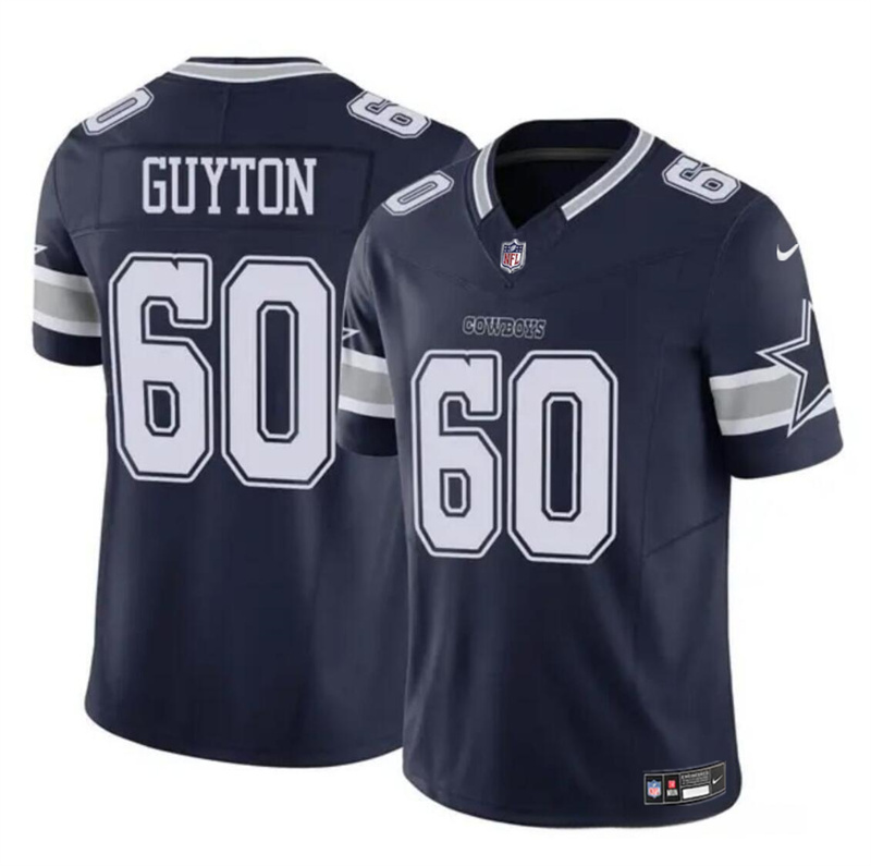 Men's Dallas Cowboys #60 Tyler Guyton Navy 2024 Draft F.U.S.E Vapor Untouchable Limited Stitched Football Jersey Men's Dallas Cowboys #60 Tyler Guyton Navy 2024 Draft F.U.S.E Vapor Untouchable Limited Stitched Football Jersey
