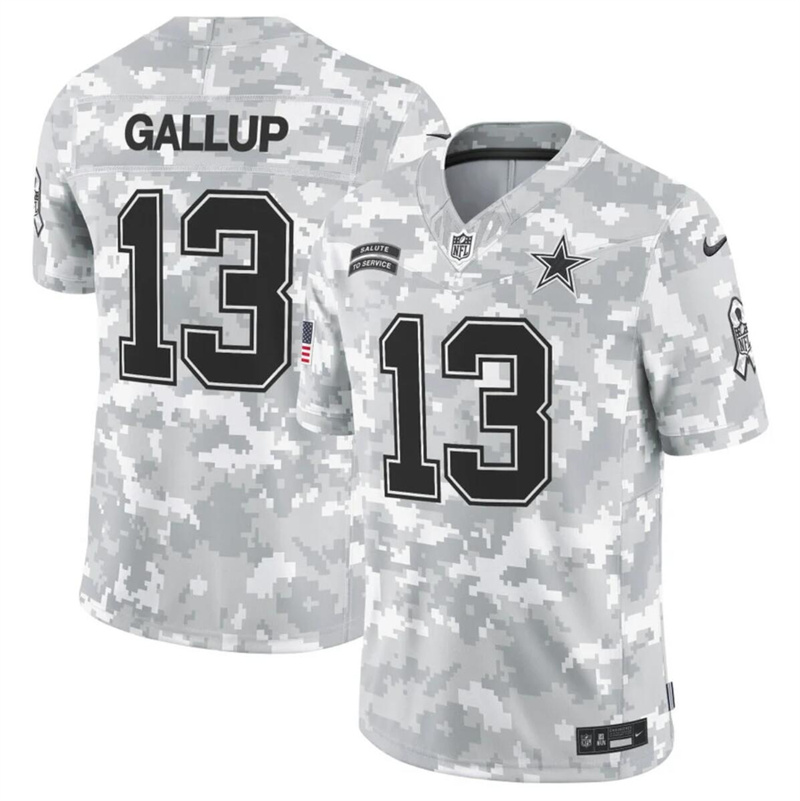 Men's Dallas Cowboys #13 Michael Gallup 2024 F.U.S.E Arctic Camo Salute to Service Limited Stitched Football Jersey Men's Dallas Cowboys #13 Michael Gallup 2024 F.U.S.E Arctic Camo Salute to Service Limited Stitched Football Jersey