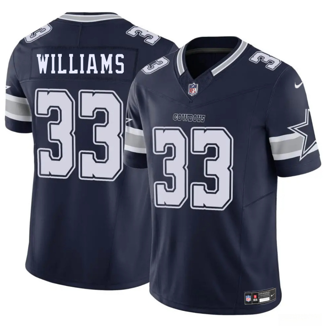 Men's Dallas Cowboys #33 Javonte Williams Navy 2025 F.U.S.E Vapor Untouchable Limited Stitched Football Jersey Men's Dallas Cowboys #33 Javonte Williams Navy 2025 F.U.S.E Vapor Untouchable Limited Stitched Football Jersey