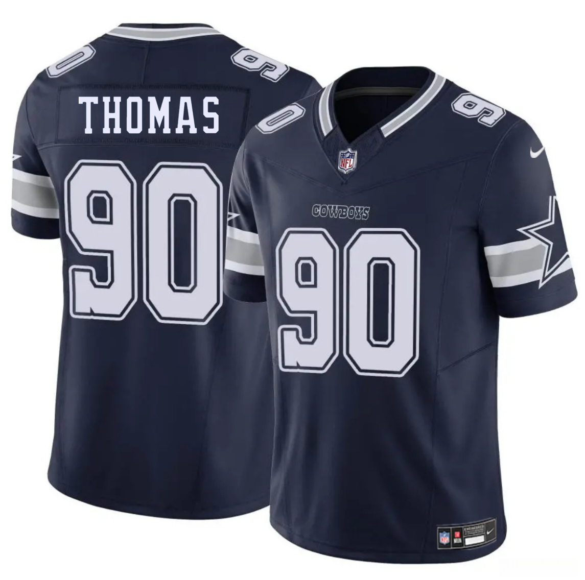 Men's Dallas Cowboys #90 Solomon Thomas Navy 2025 F.U.S.E Vapor Untouchable Limited Stitched Football Jersey Men's Dallas Cowboys #90 Solomon Thomas Navy 2025 F.U.S.E Vapor Untouchable Limited Stitched Football Jersey