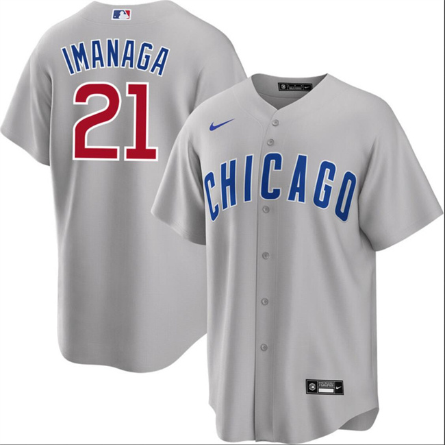 Men's Chicago Cubs #21 Shōta Imanaga Grey Cool Base Stitched Baseball Jersey Men's Chicago Cubs #21 Shōta Imanaga Grey Cool Base Stitched Baseball Jersey