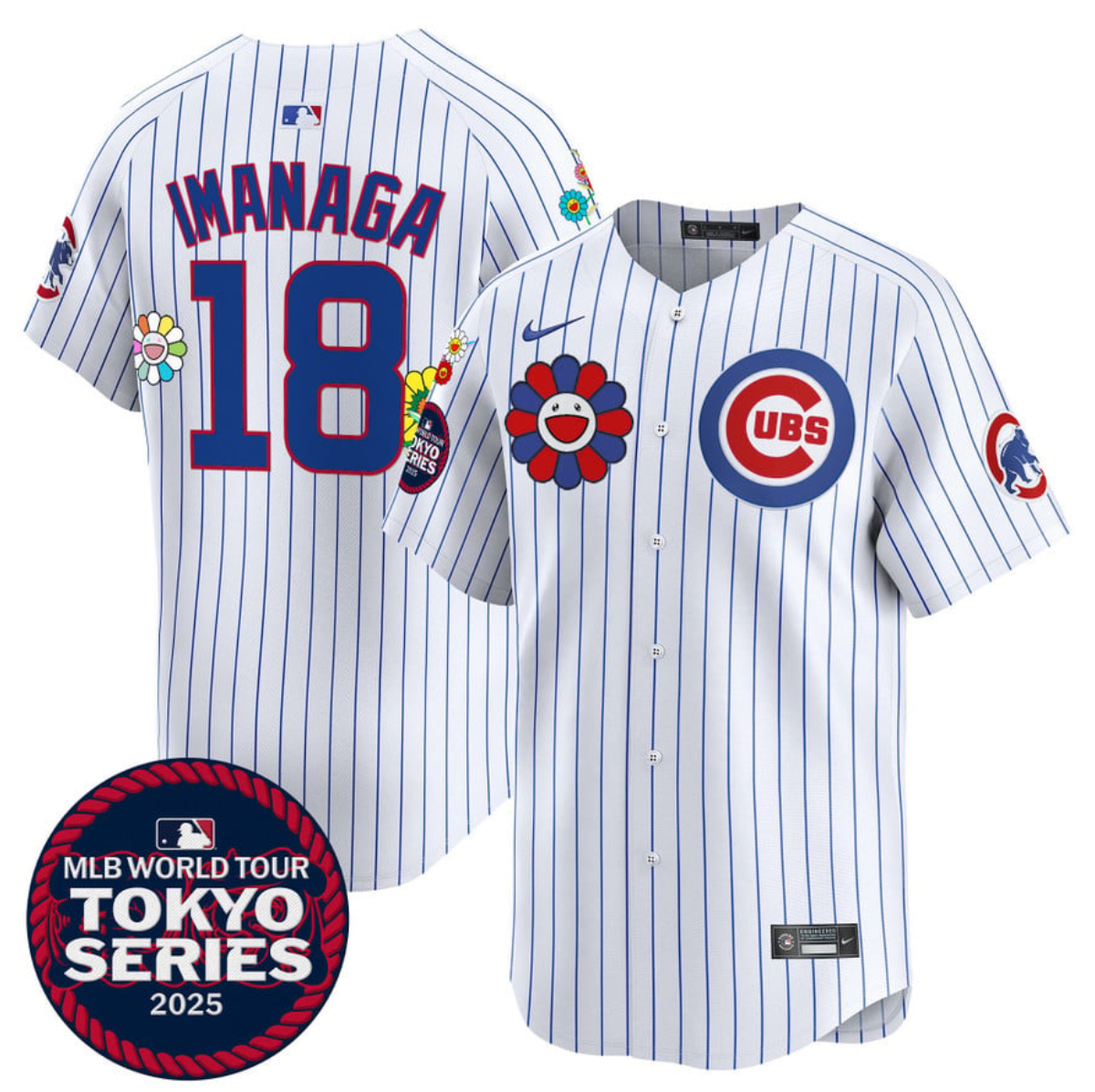 Men's Chicago Cubs #18 Shōta Imanaga White 2025 Tokyo Series Limited Stitched Baseball Jersey Men's Chicago Cubs #18 Shōta Imanaga White 2025 Tokyo Series Limited Stitched Baseball Jersey