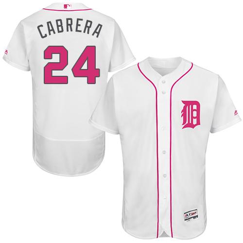Tigers #24 Miguel Cabrera White Flexbase Authentic Collection Mother's Day Stitched MLB Jersey Tigers #24 Miguel Cabrera White Flexbase Authentic Collection Mother's Day Stitched MLB Jersey