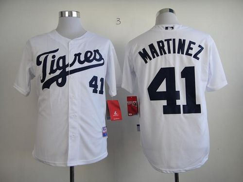 Tigers #41 Victor Martinez White "Los Tigres" Stitched MLB Jersey Tigers #41 Victor Martinez White "Los Tigres" Stitched MLB Jersey
