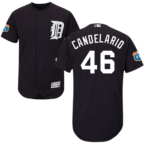 Tigers #46 Jeimer Candelario Navy Blue Flexbase Authentic Collection Stitched MLB Jersey Tigers #46 Jeimer Candelario Navy Blue Flexbase Authentic Collection Stitched MLB Jersey