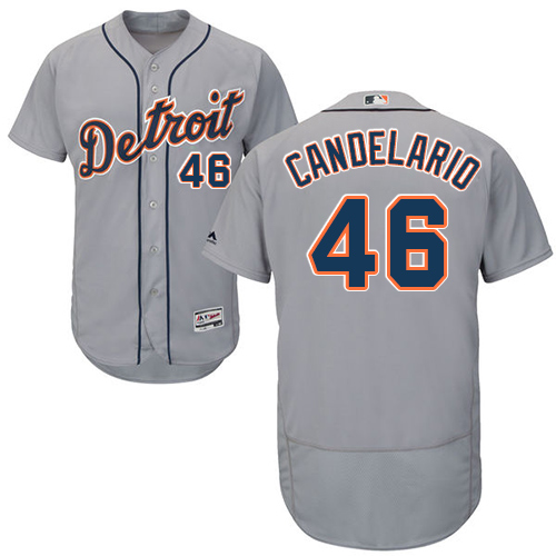 Tigers #46 Jeimer Candelario Grey Flexbase Authentic Collection Stitched MLB Jersey Tigers #46 Jeimer Candelario Grey Flexbase Authentic Collection Stitched MLB Jersey