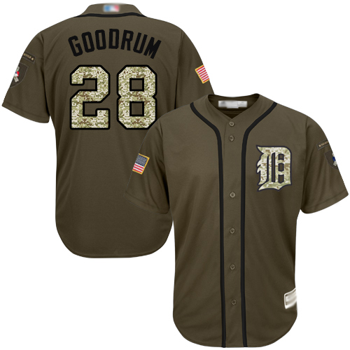 Tigers #28 Niko Goodrum Green Salute to Service Stitched MLB Jersey Tigers #28 Niko Goodrum Green Salute to Service Stitched MLB Jersey