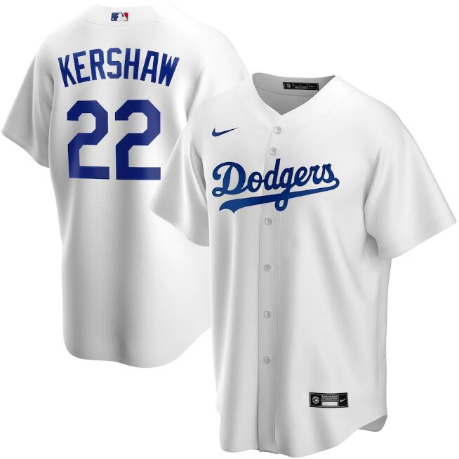 Men's Los Angeles Dodgers #22 Clayton Kershaw White MLB Cool Base Stitched Jersey