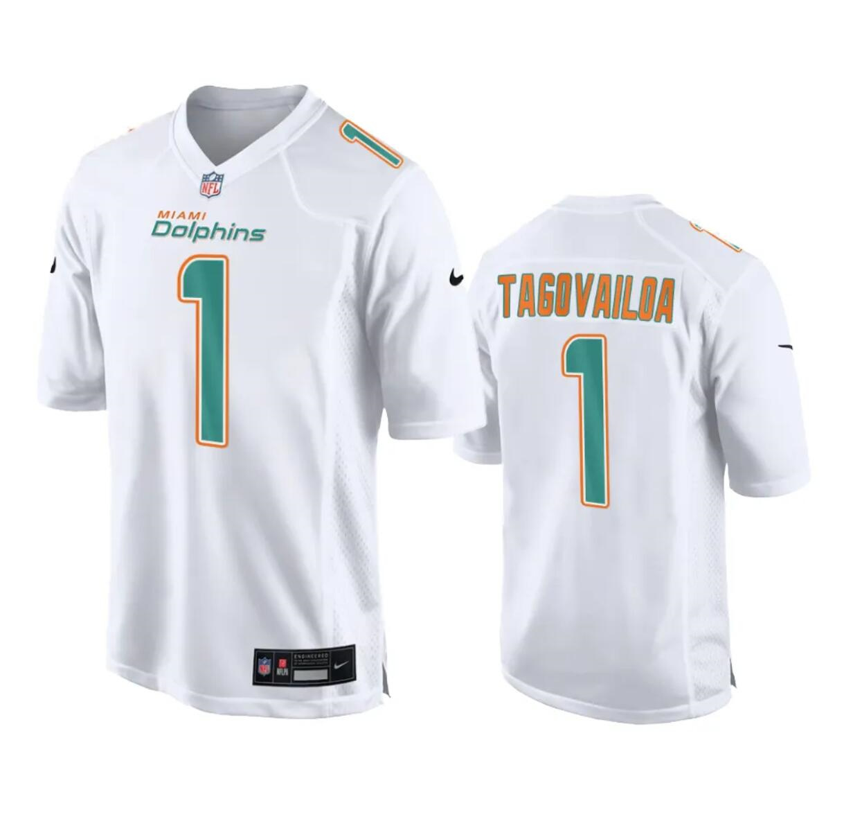 Men's Miami Dolphins #1 Tua Tagovailoa White Fashion Vapor Untouchable Stitched Football Jersey Men's Miami Dolphins #1 Tua Tagovailoa White Fashion Vapor Untouchable Stitched Football Jersey