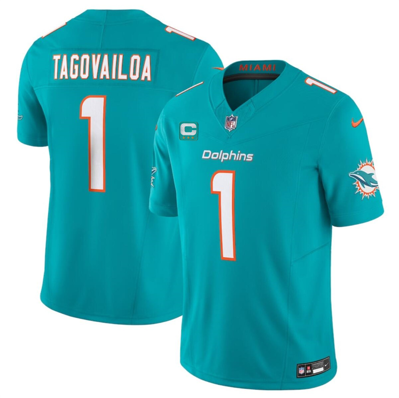 Men's Miami Dolphins #1 Tua Tagovailoa Aqua F.U.S.E With 3-Star C Patch Vapor Limited Stitched Football Jersey Men's Miami Dolphins #1 Tua Tagovailoa Aqua F.U.S.E With 3-Star C Patch Vapor Limited Stitched Football Jersey
