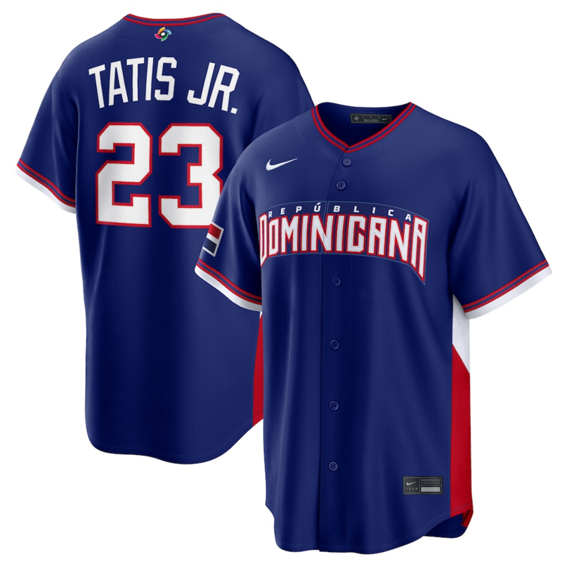 Men's Dominican Republic Baseball Custom Navy 2026 World Baseball Classic Road Stadium Stitched Jersey