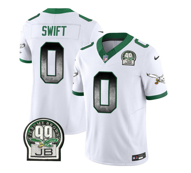 Men's Philadelphia Eagles #0 D'Andre Swift White 2023 F.U.S.E. Throwback Vapor Untouchable Limited Stitched Football Jersey Men's Philadelphia Eagles #0 D'Andre Swift White 2023 F.U.S.E. Throwback Vapor Untouchable Limited Stitched Football Jersey