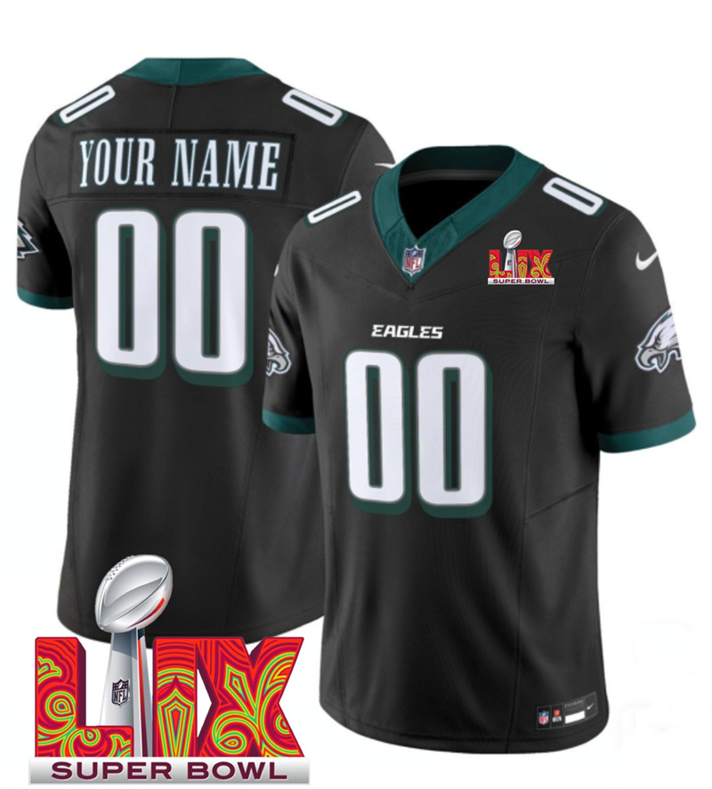 Men's Philadelphia Eagles Active Player Custom Black F.U.S.E. 24/25 Super Bowl LIX Vapor Untouchable Limited Stitched Football Jersey Men's Philadelphia Eagles Active Player Custom Black F.U.S.E. 24/25 Super Bowl LIX Vapor Untouchable Limited Stitched Football Jersey