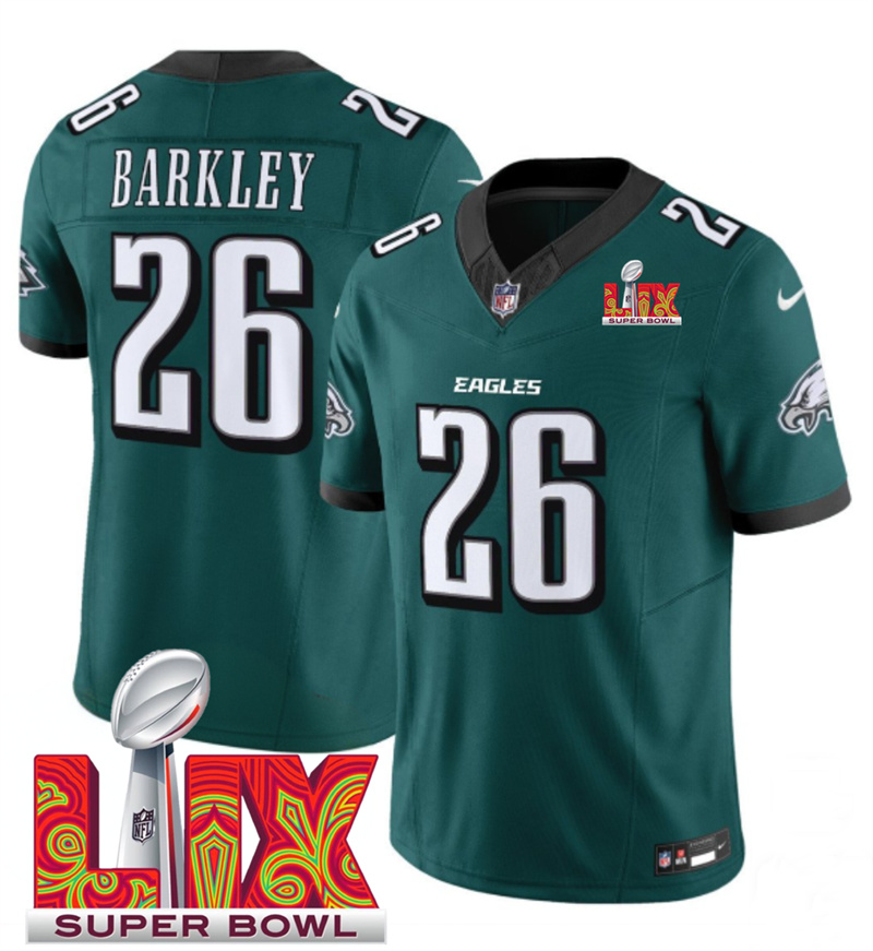 Men's Philadelphia Eagles #26 Saquon Barkley Green F.U.S.E. 24/25 Super Bowl LIX Vapor Untouchable Limited Stitched Football Jersey Men's Philadelphia Eagles #26 Saquon Barkley Green F.U.S.E. 24/25 Super Bowl LIX Vapor Untouchable Limited Stitched Football Jersey