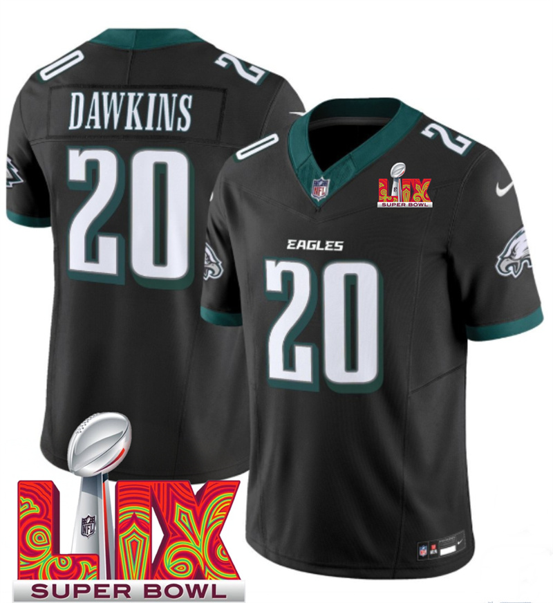 Men's Philadelphia Eagles #20 Brian Dawkins Black F.U.S.E. 24/25 Super Bowl LIX Vapor Untouchable Limited Stitched Football Jersey Men's Philadelphia Eagles #20 Brian Dawkins Black F.U.S.E. 24/25 Super Bowl LIX Vapor Untouchable Limited Stitched Football Jersey
