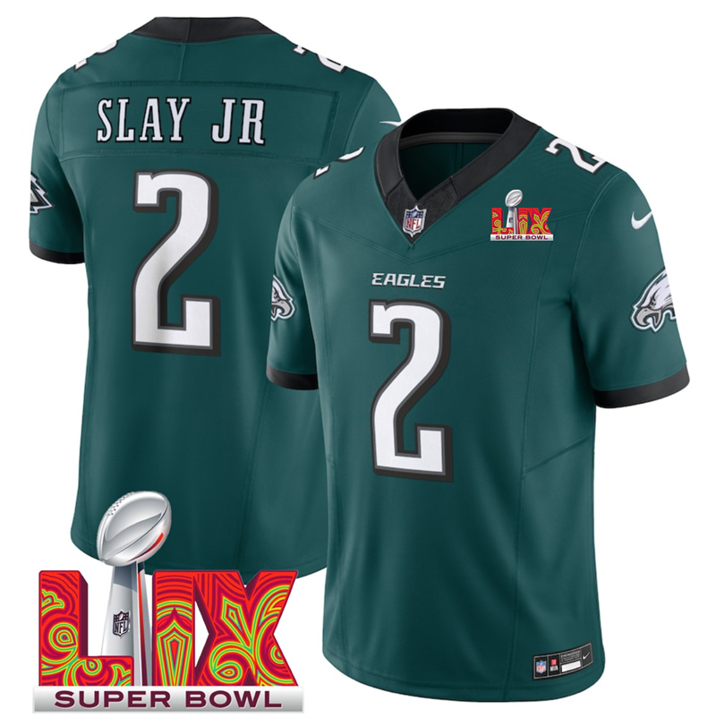 Men's Philadelphia Eagles #2 Darius Slay JR Green F.U.S.E. 24/25 Super Bowl LIX Vapor Untouchable Limited Stitched Football Jersey