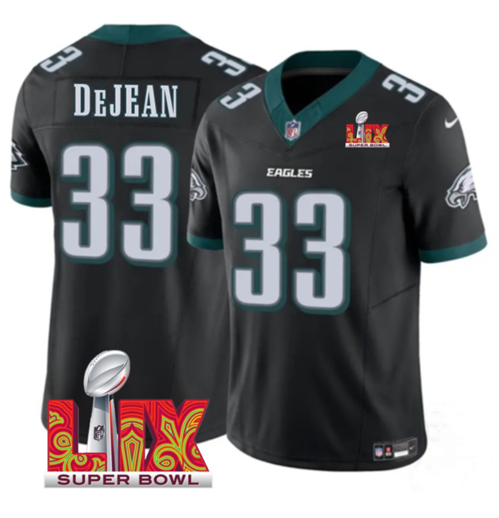 Men's Philadelphia Eagles #33 Cooper DeJean Black F.U.S.E. 24/25 Super Bowl LIX Vapor Untouchable Limited Stitched Football Jersey