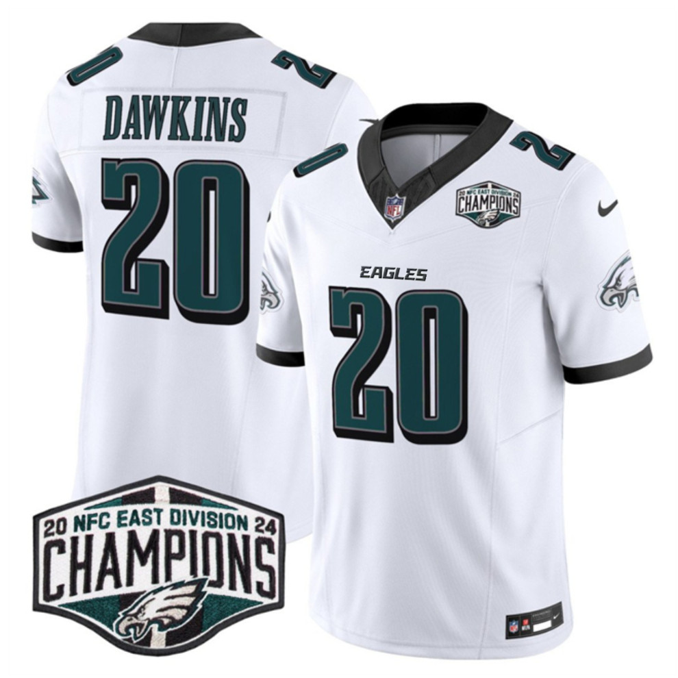 Men's Philadelphia Eagles #20 Brian Dawkins White 2024 New NFC East Champions F.U.S.E. Vapor Untouchable Limited Stitched Football Jersey
