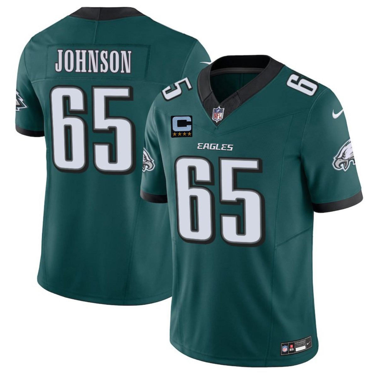 Men's Philadelphia Eagles #65 Lane Johnson Green 2025 F.U.S.E. With 4-Star C Patch Vapor Untouchable Limited Stitched Football Jersey Men's Philadelphia Eagles #65 Lane Johnson Green 2025 F.U.S.E. With 4-Star C Patch Vapor Untouchable Limited Stitched Football Jersey