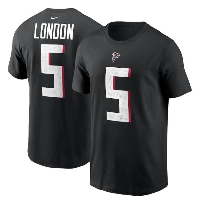 Men's Atlanta Falcons #5 Drake London 2022 Black NFL Draft First Round Pick Player Name & Number T-Shirt Men's Atlanta Falcons #5 Drake London 2022 Black NFL Draft First Round Pick Player Name & Number T-Shirt