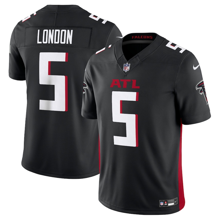 Men's Atlanta Falcons #5 Drake London Black 2023 F.U.S.E. Vapor Untouchable Limited Stitched Football Jersey Men's Atlanta Falcons #5 Drake London Black 2023 F.U.S.E. Vapor Untouchable Limited Stitched Football Jersey